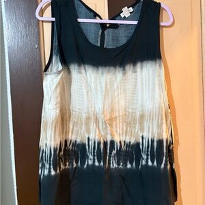 Tribal Black and Cream Tie-Dye Tank Top